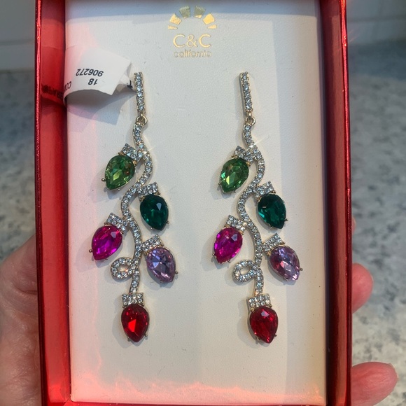C&C California Jewelry - C&C California Vibrant Gemstone Vine Earrings